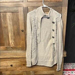 Women's Beige Sweater with Button Detail